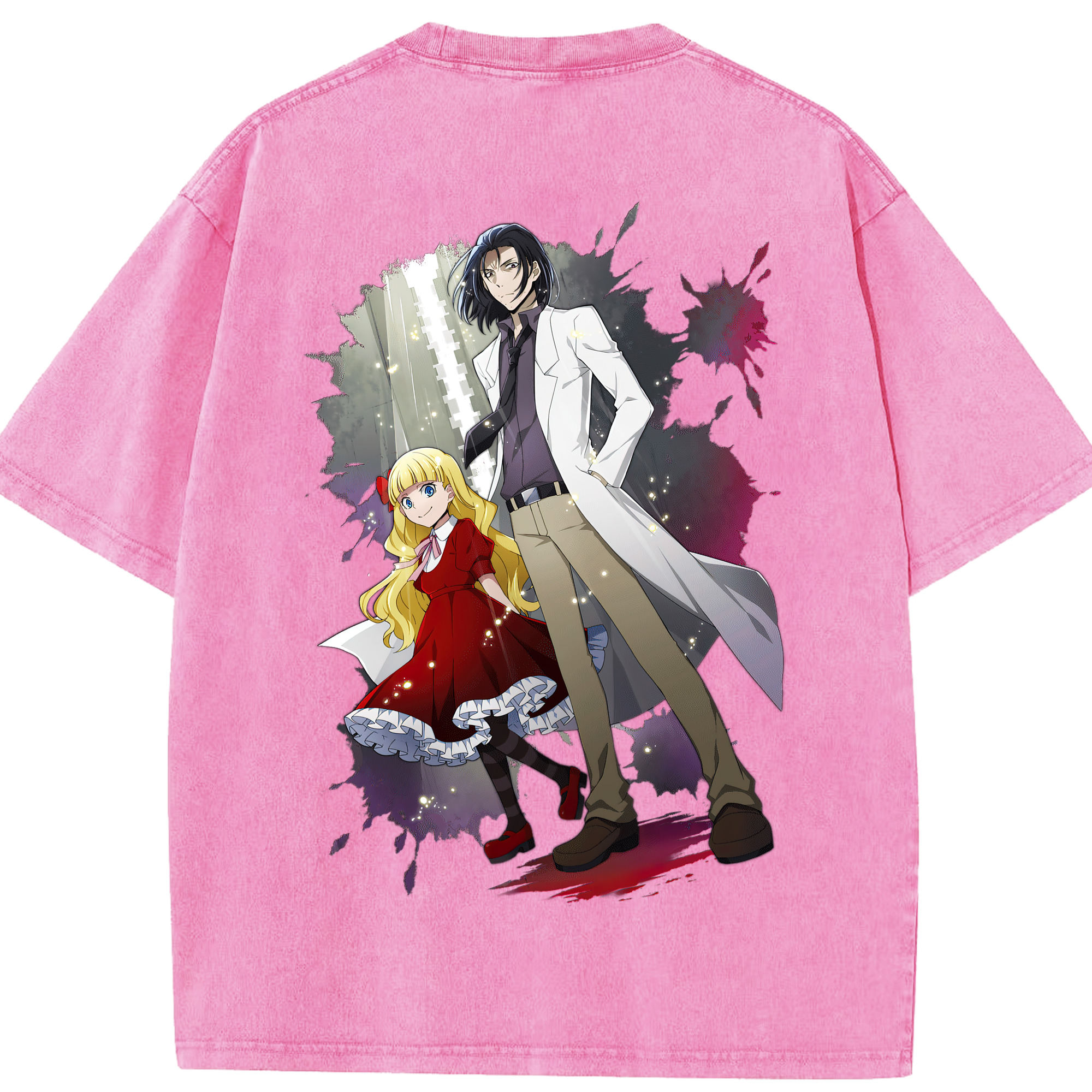 （画像用） 文豪ストレイドッグス Bungo Stray Dogs 綿100% ヴィンテージ風 半袖Tシャツ（背面プリント）